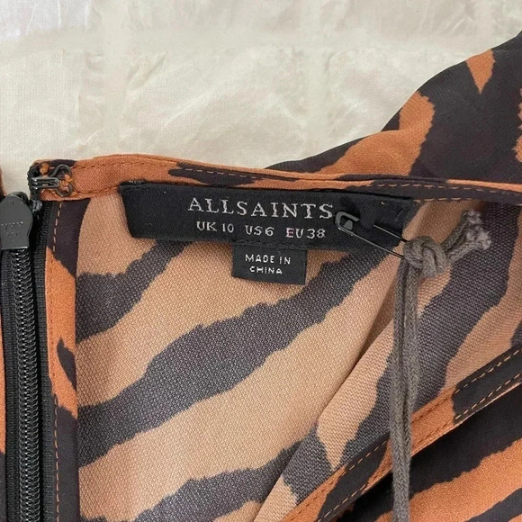 All Saints Josephine zephyr tiger print mini dress - Picture 5 of 12
